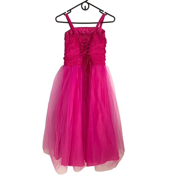 Girls Hot Pink Tulle Party Dress Sz 12 Flower Girl Prom Pageant Formal Princess - Picture 2 of 11